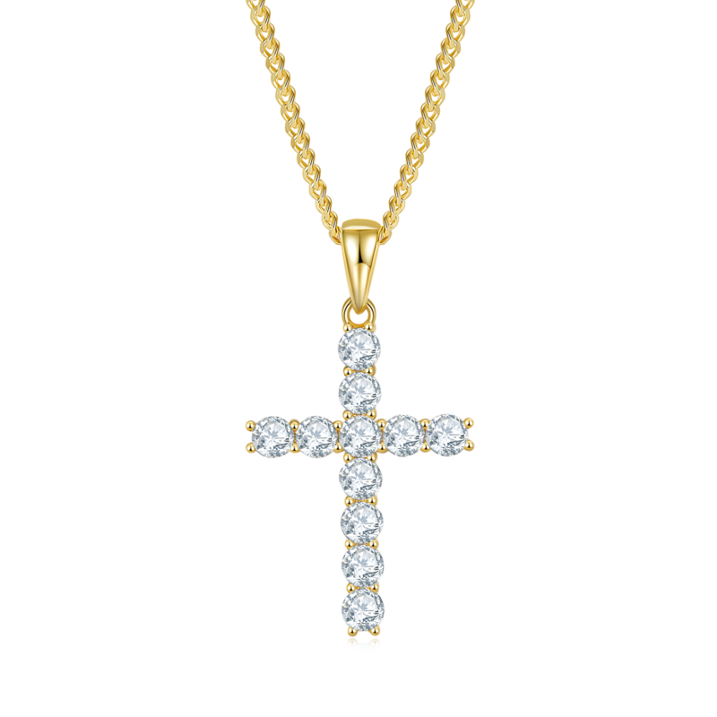 Classic十字架NecklaceS925银PendantMoissanite4.0mmD级